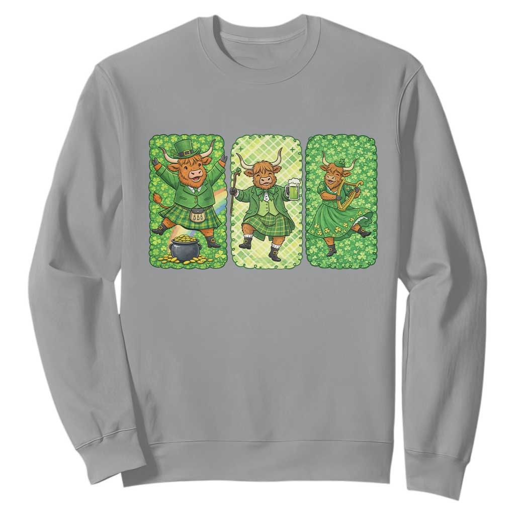 Vintage Highland Cow St Patricks Day Sweatshirt Farm Lover Gift TS12 Sport Gray Print Your Wear