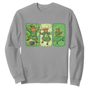 Vintage Highland Cow St Patricks Day Sweatshirt Farm Lover Gift TS12 Sport Gray Print Your Wear