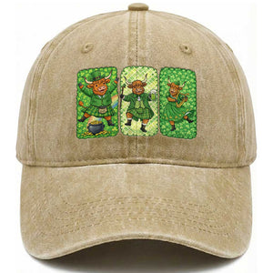 Vintage Highland Cow St Patricks Day Washed Cotton Baseball Cap Farm Lover Gift TS12 Print Your Wear