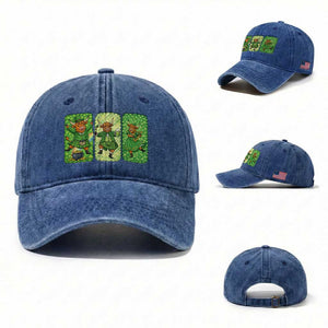 Vintage Highland Cow St Patricks Day Washed Cotton Baseball Cap Farm Lover Gift TS12 Washed Cap Universal Fit Royal Blue Print Your Wear