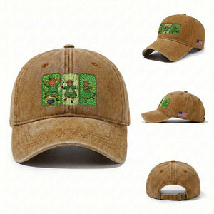 Vintage Highland Cow St Patricks Day Washed Cotton Baseball Cap Farm Lover Gift TS12 Washed Cap Universal Fit Yellow Ochre Print Your Wear