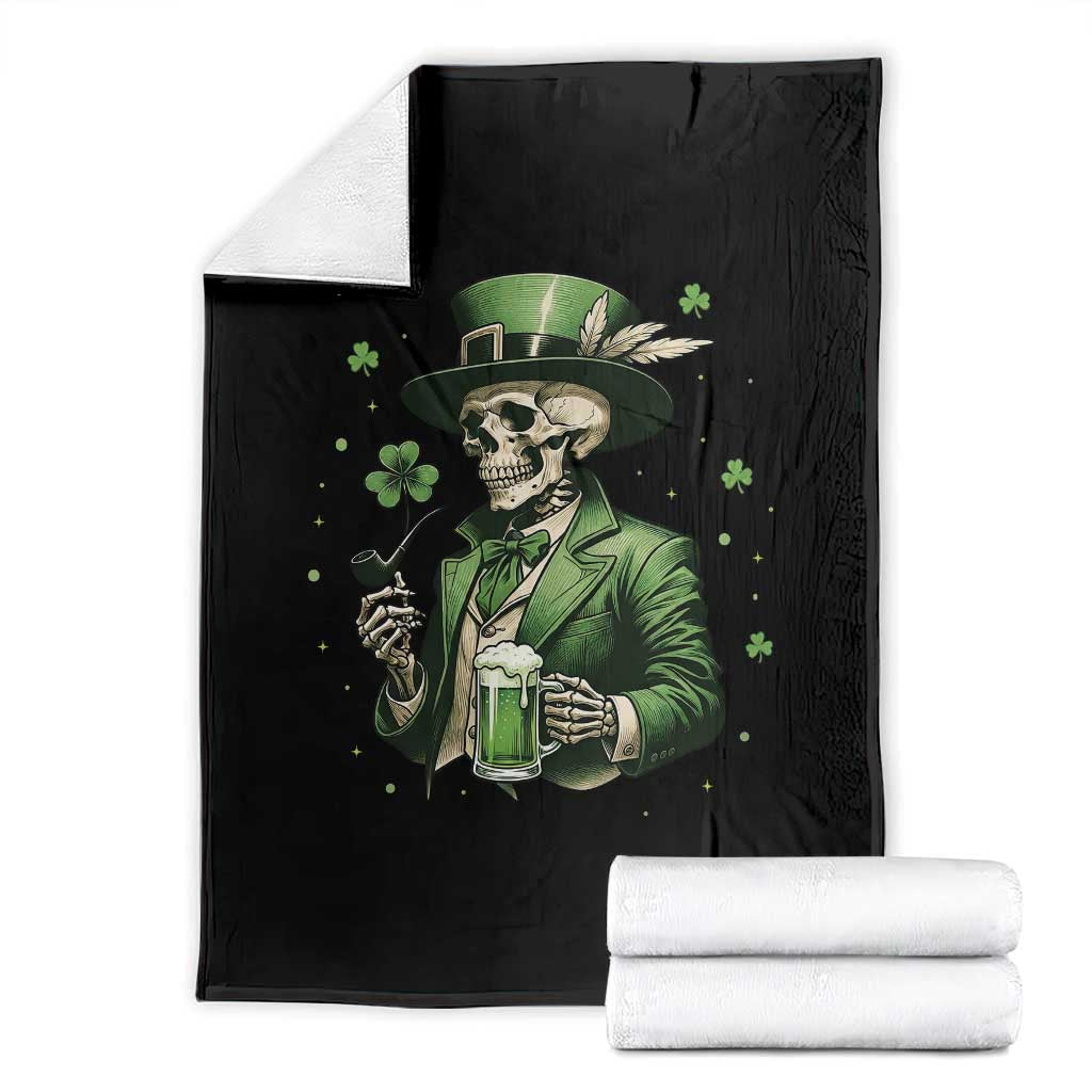 Skeleton St Patricks Day Drinking Throw Blanket Irish Party Gift TS12 Black Print Your Wear