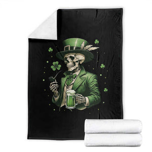 Skeleton St Patricks Day Drinking Throw Blanket Irish Party Gift TS12 Black Print Your Wear