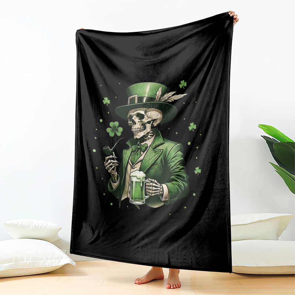Skeleton St Patricks Day Drinking Throw Blanket Irish Party Gift TS12 Print Your Wear