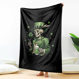 Skeleton St Patricks Day Drinking Throw Blanket Irish Party Gift TS12 Print Your Wear