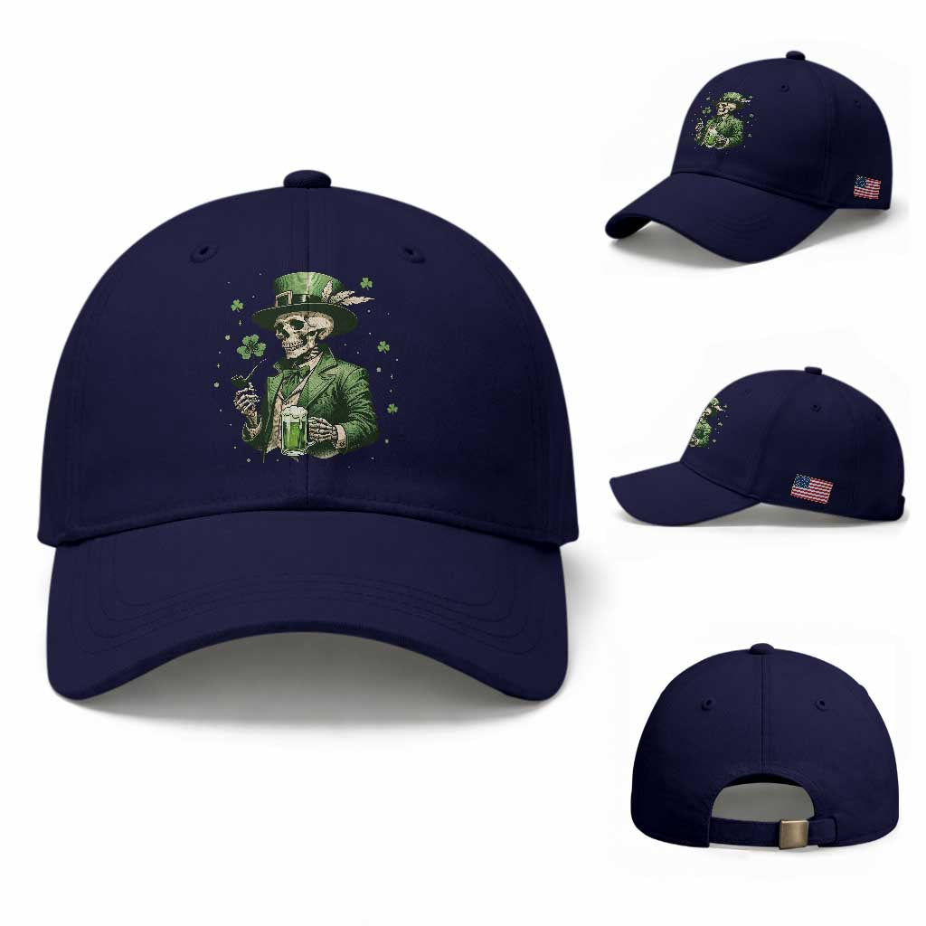 Skeleton St Patricks Day Drinking Baseball Cap Irish Party Gift TS12 Baseball Cap Universal Fit Dark Blue Print Your Wear