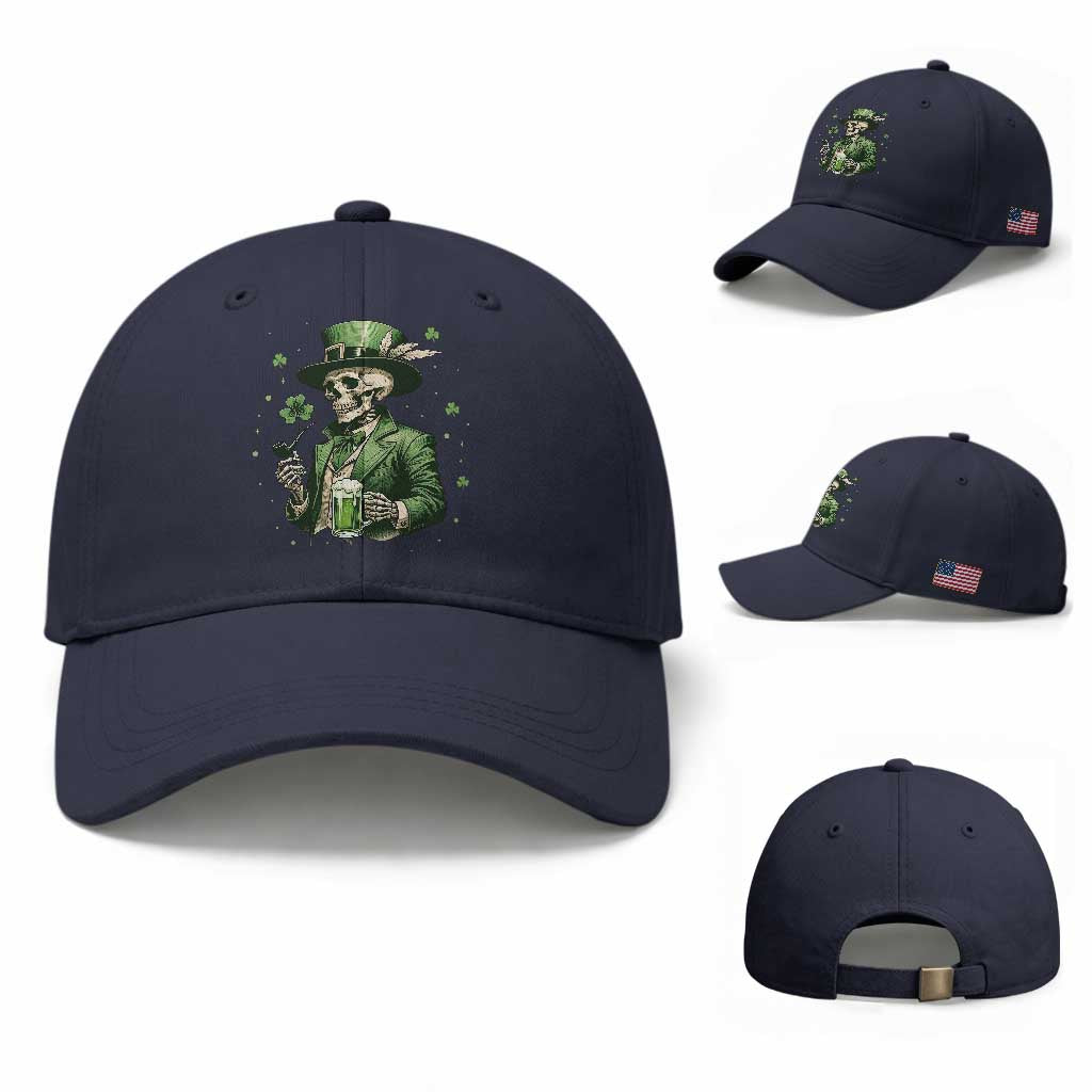 Skeleton St Patricks Day Drinking Baseball Cap Irish Party Gift TS12 Baseball Cap Universal Fit Navy Print Your Wear