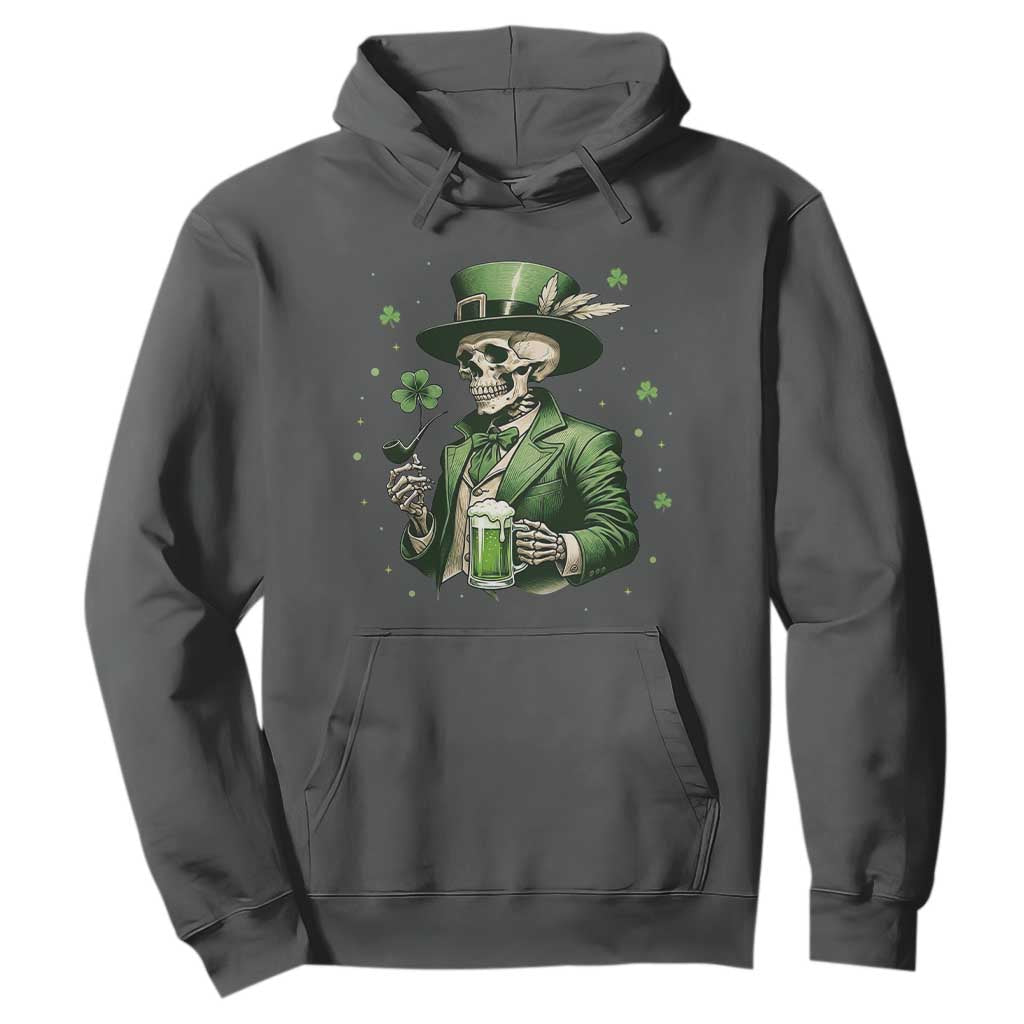 Skeleton St Patricks Day Drinking Hoodie Irish Party Gift TS12 Dark Heather Print Your Wear