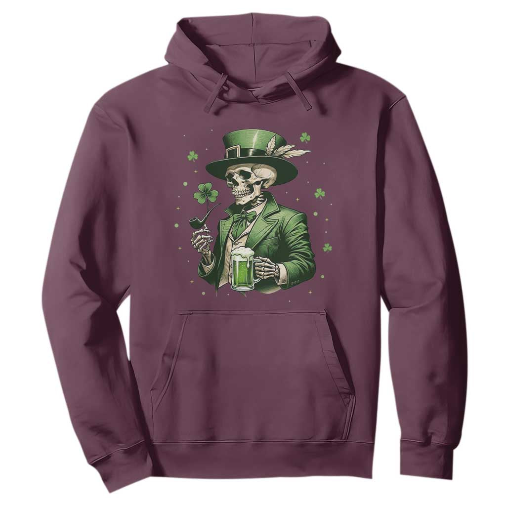 Skeleton St Patricks Day Drinking Hoodie Irish Party Gift TS12 Maroon Print Your Wear