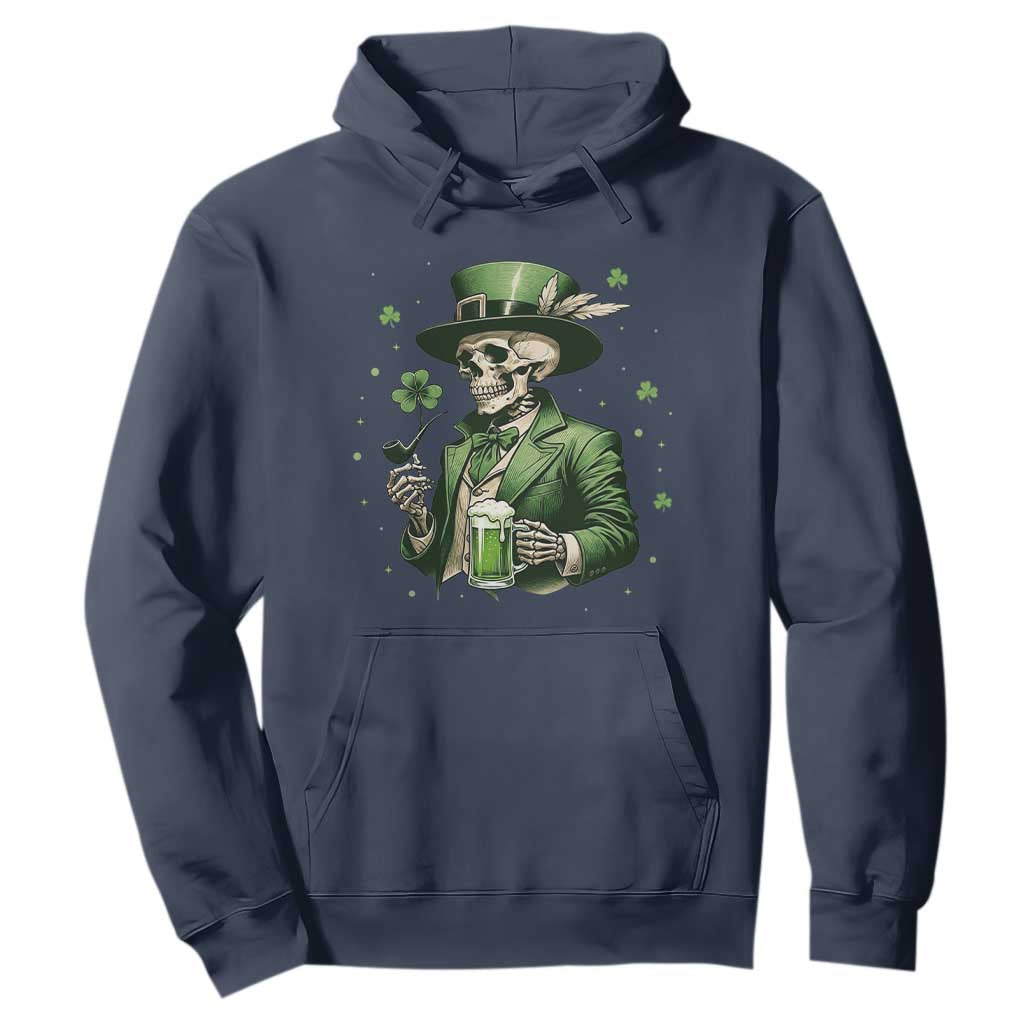 Skeleton St Patricks Day Drinking Hoodie Irish Party Gift TS12 Navy Print Your Wear
