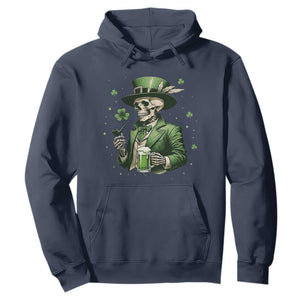 Skeleton St Patricks Day Drinking Hoodie Irish Party Gift TS12 Navy Print Your Wear