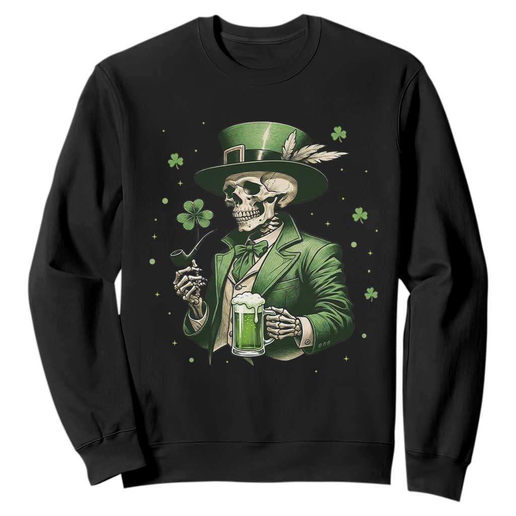 Skeleton St Patricks Day Drinking Sweatshirt Irish Party Gift TS12 Black Print Your Wear