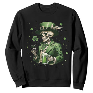 Skeleton St Patricks Day Drinking Sweatshirt Irish Party Gift TS12 Black Print Your Wear