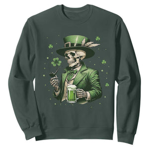 Skeleton St Patricks Day Drinking Sweatshirt Irish Party Gift TS12 Dark Forest Green Print Your Wear