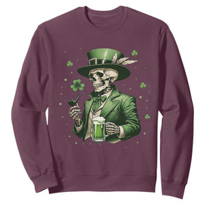 Skeleton St Patricks Day Drinking Sweatshirt Irish Party Gift TS12 Maroon Print Your Wear