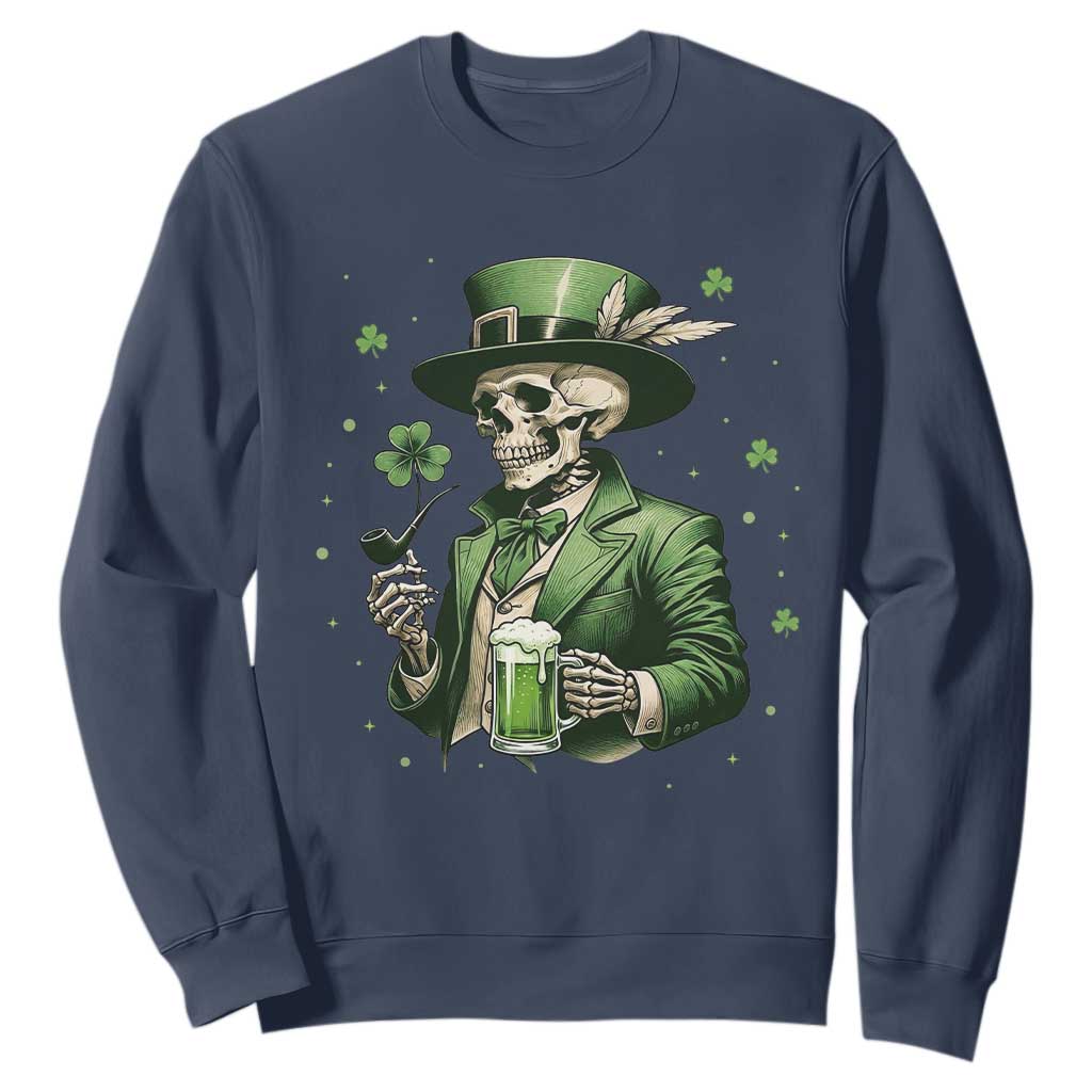 Skeleton St Patricks Day Drinking Sweatshirt Irish Party Gift TS12 Navy Print Your Wear