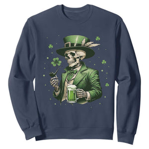 Skeleton St Patricks Day Drinking Sweatshirt Irish Party Gift TS12 Navy Print Your Wear