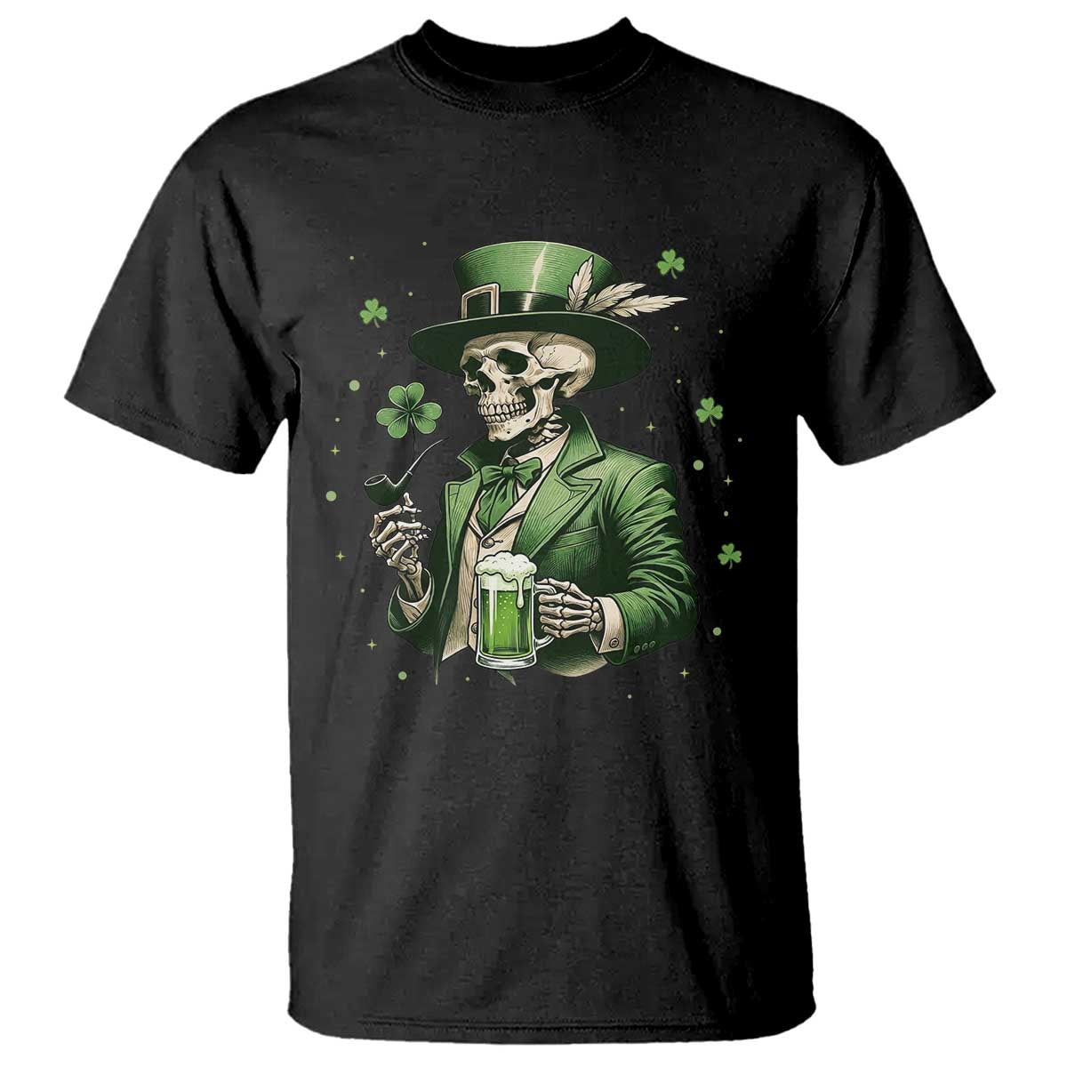 Skeleton St Patricks Day Drinking T Shirt Irish Party Gift TS12 Black Print Your Wear