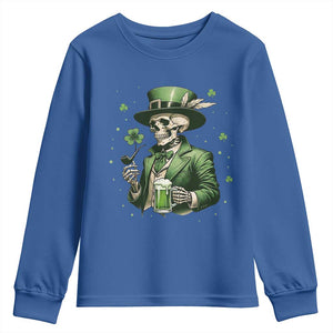 Skeleton St Patricks Day Drinking Youth Sweatshirt Irish Party Gift TS12 Royal Blue Print Your Wear