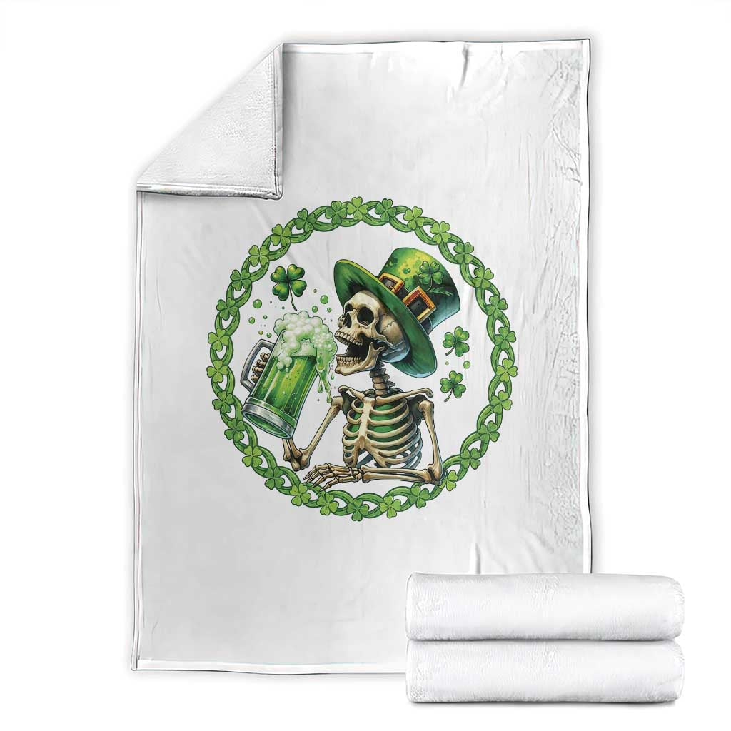 Lucky Irish Skeleton St Patricks Day Throw Blanket Beer Lover TS12 Black Print Your Wear