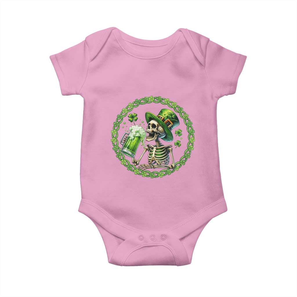 Lucky Irish Skeleton St Patricks Day Baby Onesie Beer Lover TS12 Light Pink Print Your Wear