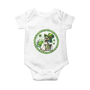 Lucky Irish Skeleton St Patricks Day Baby Onesie Beer Lover TS12 White Print Your Wear
