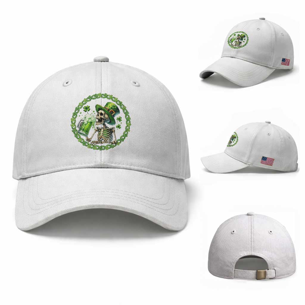 Lucky Irish Skeleton St Patricks Day Baseball Cap Beer Lover TS12 Baseball Cap Universal Fit White Print Your Wear