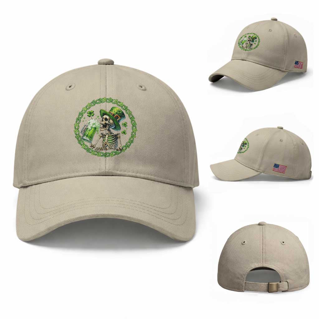 Lucky Irish Skeleton St Patricks Day Baseball Cap Beer Lover TS12 Baseball Cap Universal Fit Beige Print Your Wear