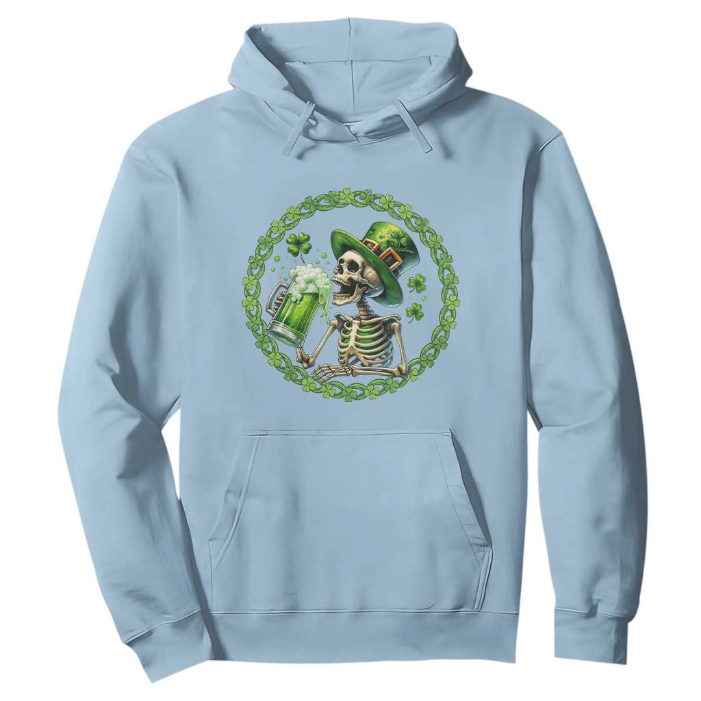 Lucky Irish Skeleton St Patricks Day Hoodie Beer Lover TS12 Light Blue Print Your Wear