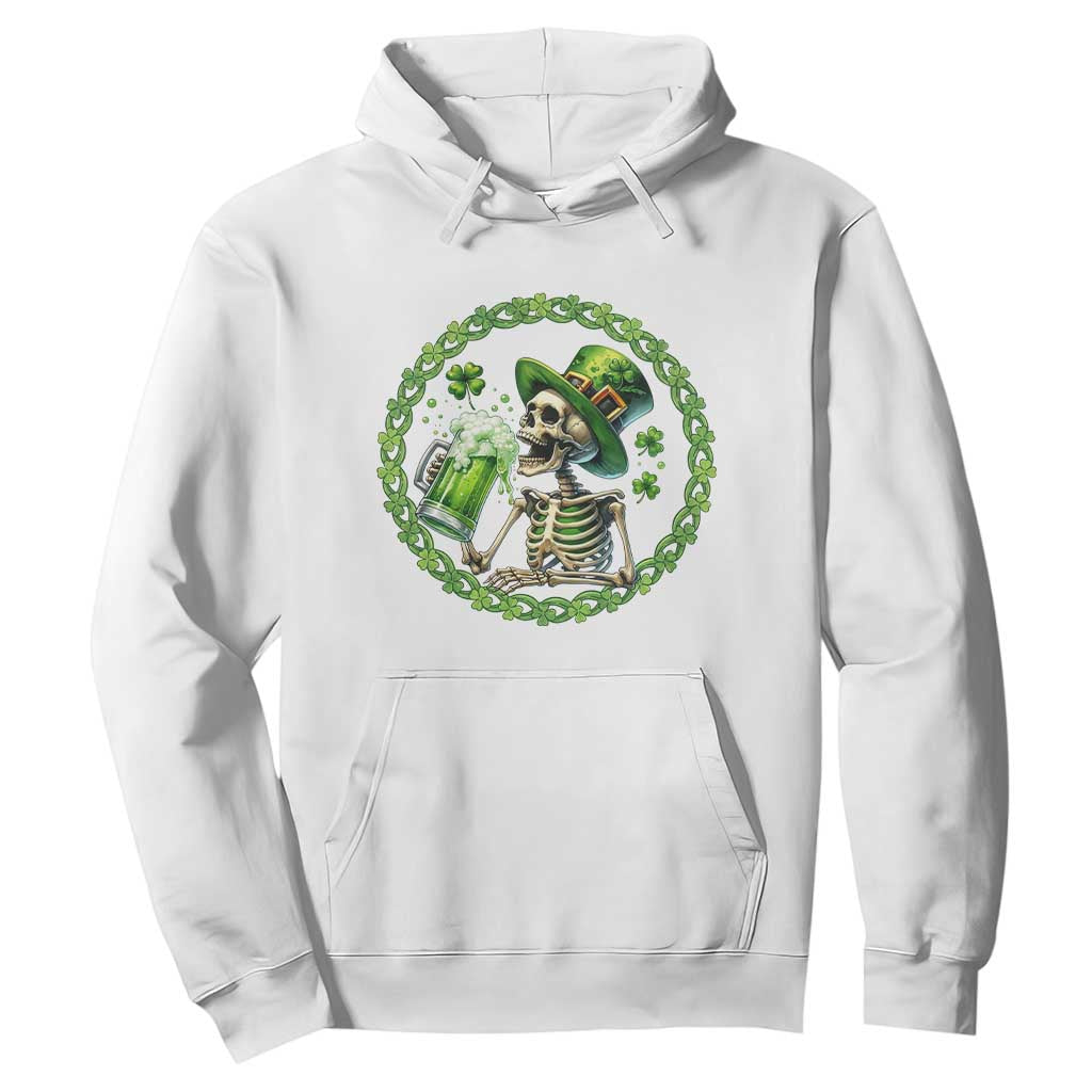 Lucky Irish Skeleton St Patricks Day Hoodie Beer Lover TS12 White Print Your Wear