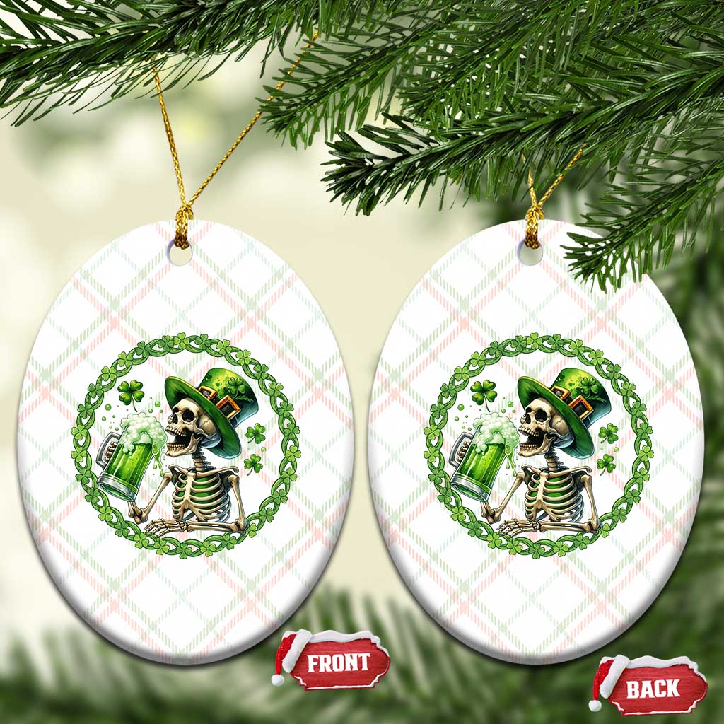 Lucky Irish Skeleton St Patricks Day Ceramic Ornament Beer Lover TS12 Print Your Wear
