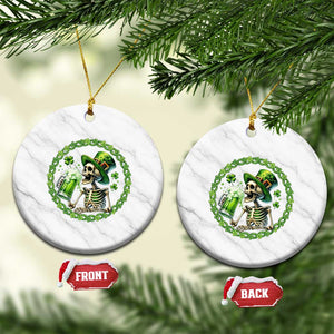 Lucky Irish Skeleton St Patricks Day Ceramic Ornament Beer Lover TS12 1pc White Marble Print Your Wear