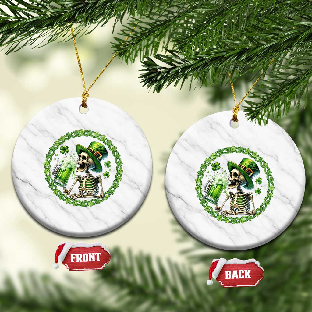 Lucky Irish Skeleton St Patricks Day Ceramic Ornament Beer Lover TS12 1pc White Marble Print Your Wear