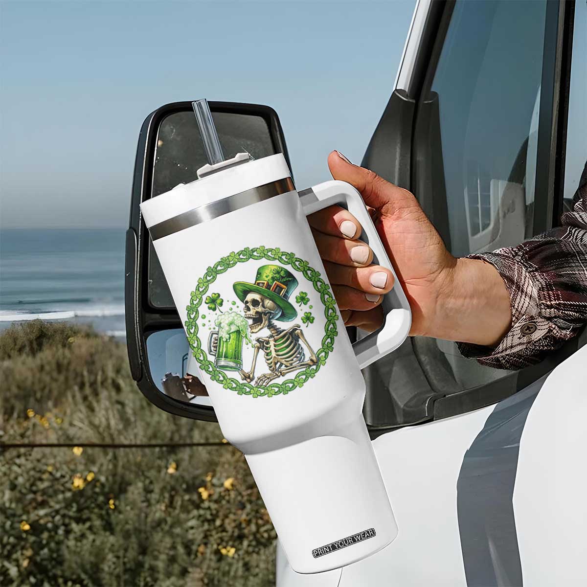 Lucky Irish Skeleton St Patricks Day Tumbler With Handle Beer Lover TS12 Print Your Wear