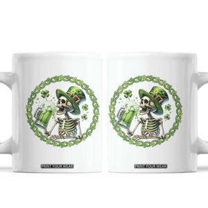 Lucky Irish Skeleton St Patricks Day Coffee Mug Beer Lover TS12 White Print Your Wear