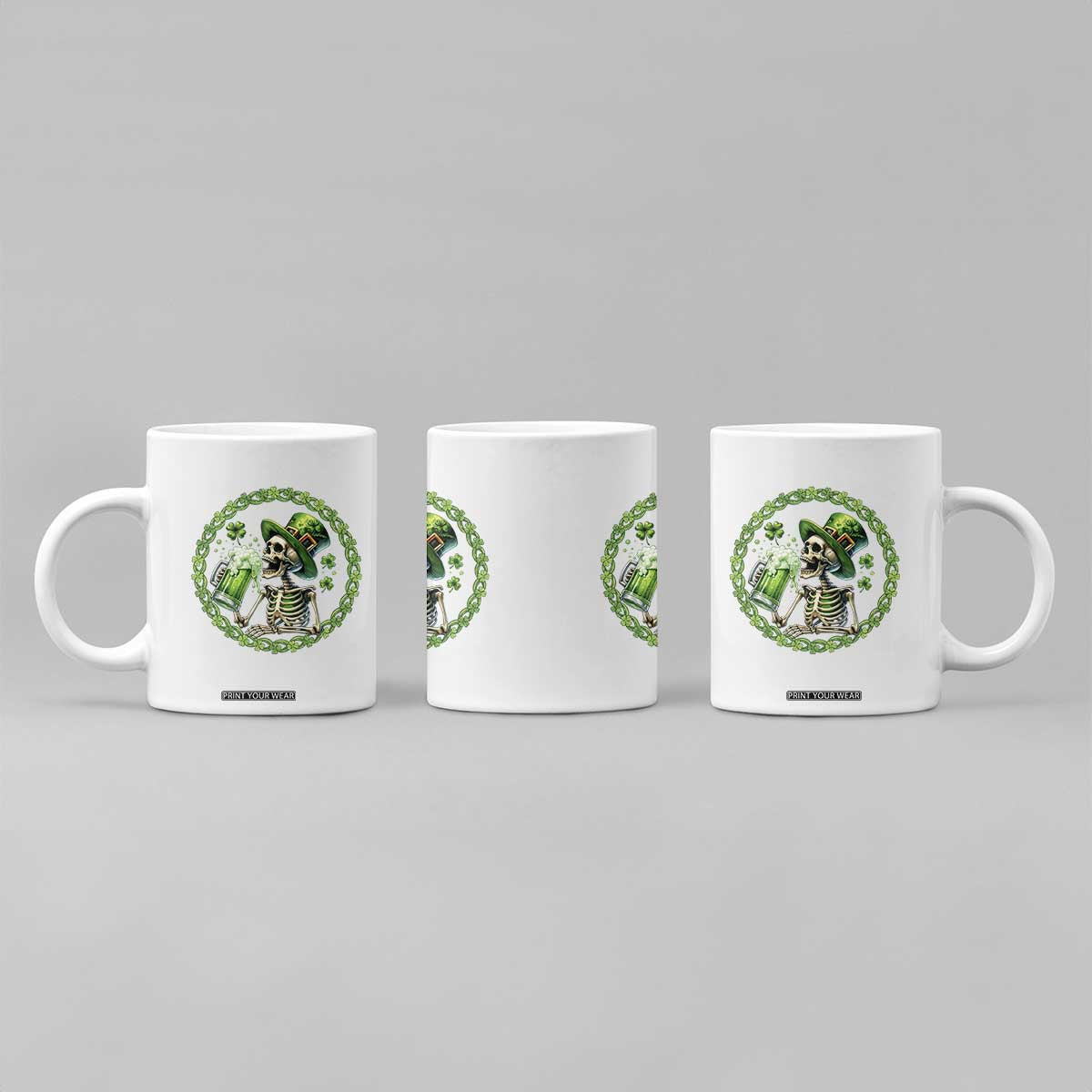 Lucky Irish Skeleton St Patricks Day Coffee Mug Beer Lover TS12 Print Your Wear