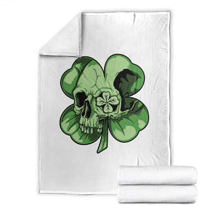 St Patricks Day Lucky Shamrock Skull Gift Throw Blanket TS12 White Print Your Wear