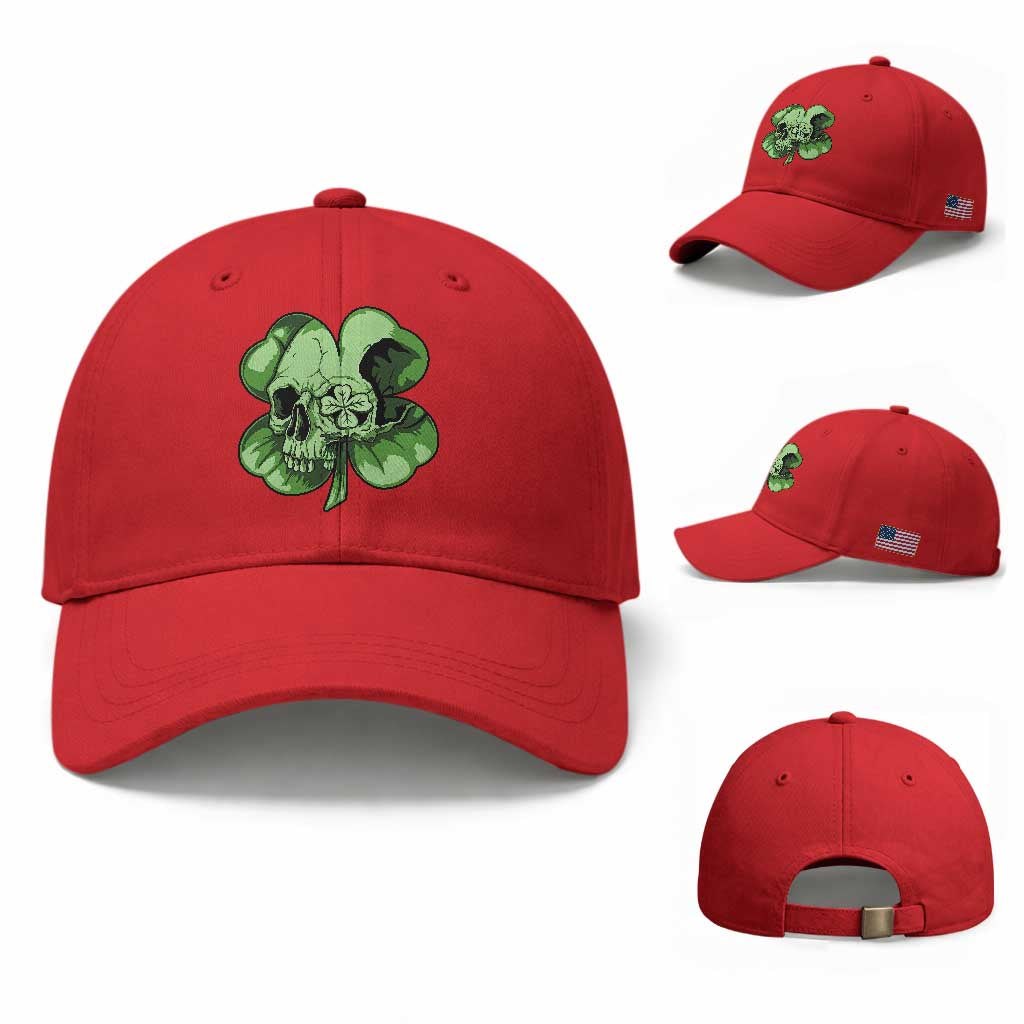 St Patricks Day Lucky Shamrock Skull Gift Baseball Cap TS12 Baseball Cap Universal Fit Red Print Your Wear