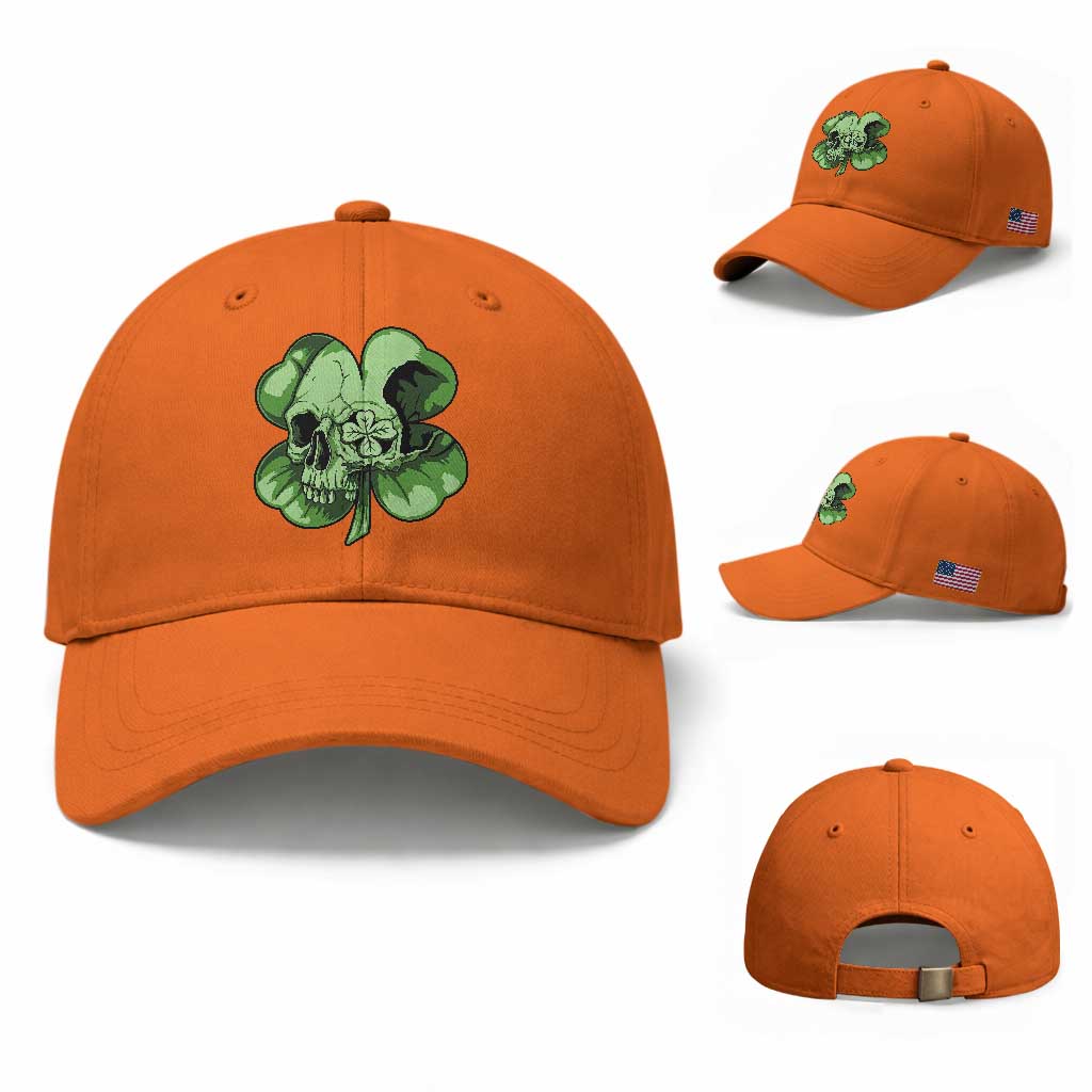 St Patricks Day Lucky Shamrock Skull Gift Baseball Cap TS12 Baseball Cap Universal Fit Orange Print Your Wear