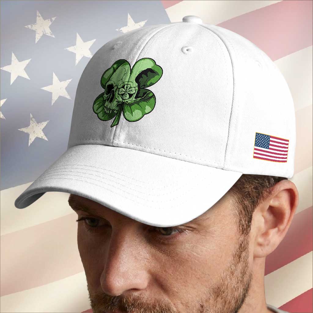 St Patricks Day Lucky Shamrock Skull Gift Baseball Cap TS12 Print Your Wear