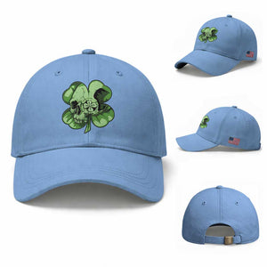 St Patricks Day Lucky Shamrock Skull Gift Baseball Cap TS12 Baseball Cap Universal Fit Light Blue Print Your Wear