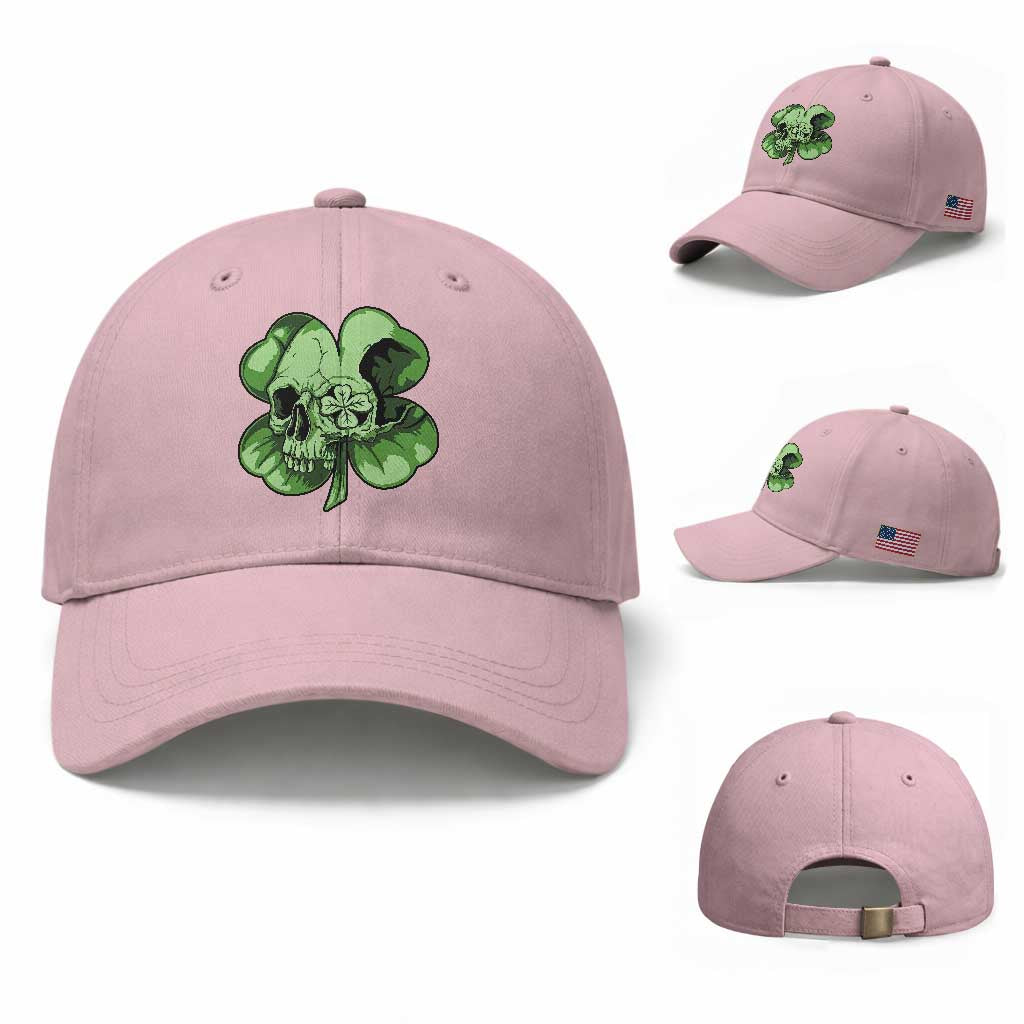 St Patricks Day Lucky Shamrock Skull Gift Baseball Cap TS12 Baseball Cap Universal Fit Light Pink Print Your Wear