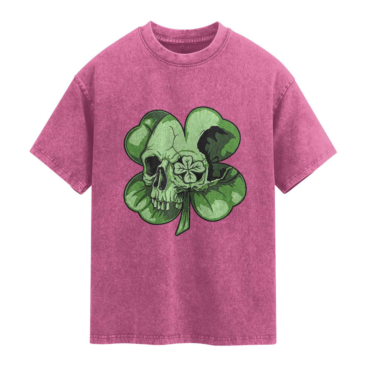 St Patricks Day Lucky Shamrock Skull Gift Washed Cotton T-Shirt