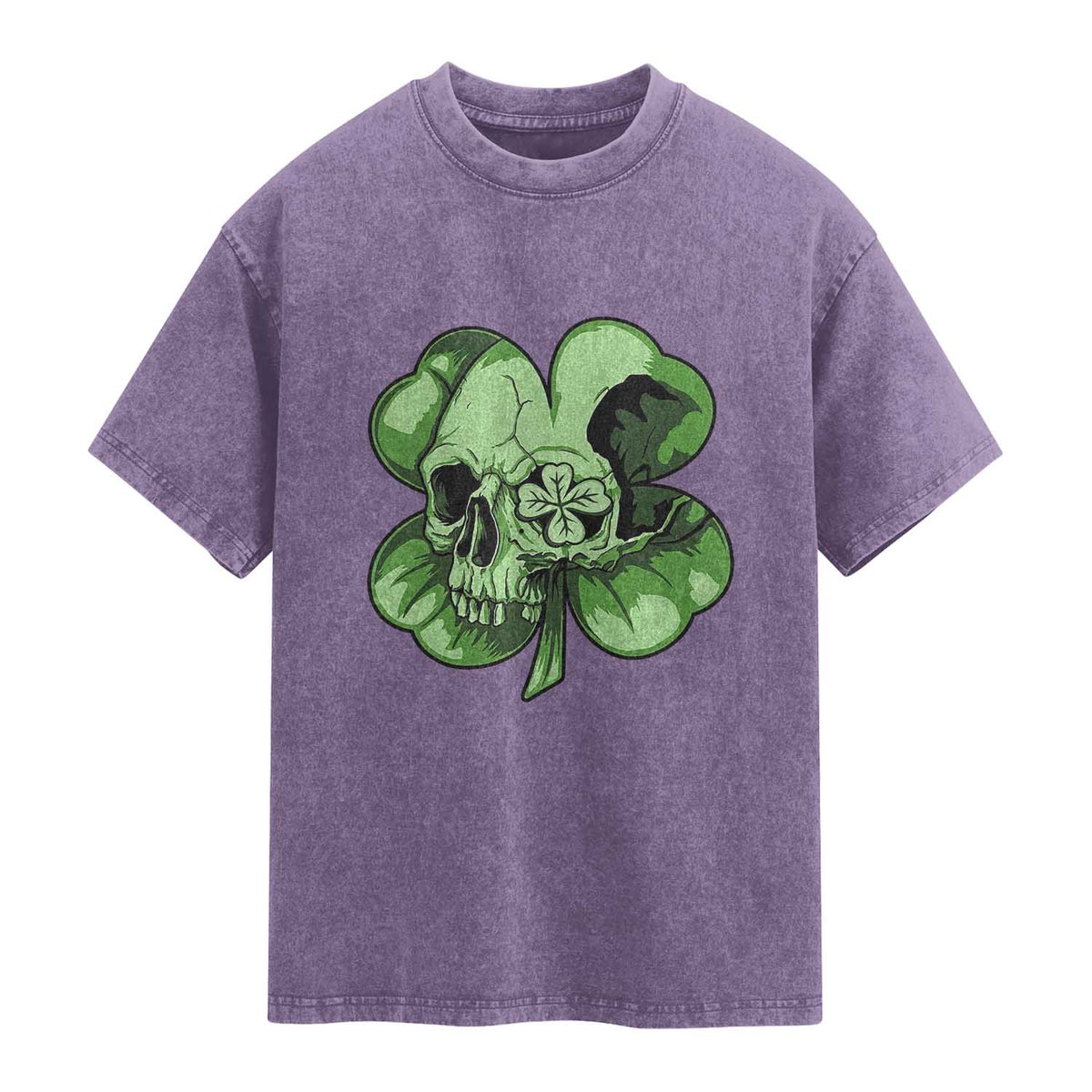 St Patricks Day Lucky Shamrock Skull Gift Washed Cotton T-Shirt