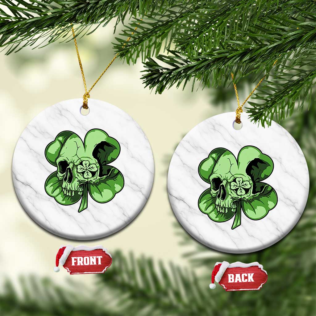 St Patricks Day Lucky Shamrock Skull Gift Ceramic Ornament TS12 1pc White Marble Print Your Wear