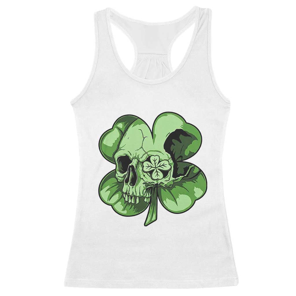 St Patricks Day Lucky Shamrock Skull Gift Racerback Tank Top TS12 White Print Your Wear