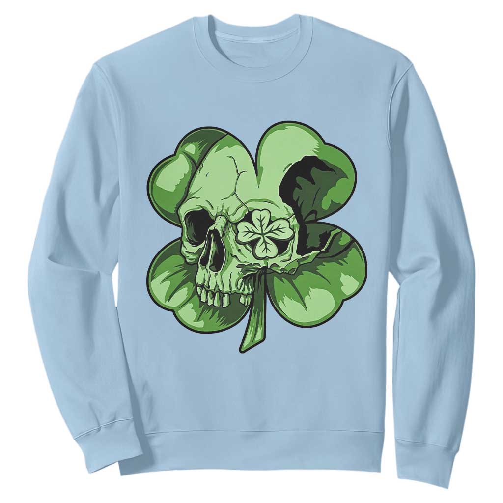 St Patricks Day Lucky Shamrock Skull Gift Sweatshirt TS12 Light Blue Print Your Wear