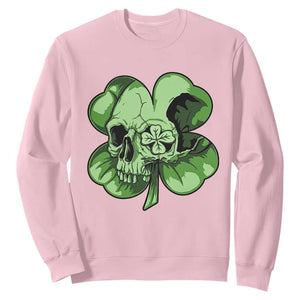 St Patricks Day Lucky Shamrock Skull Gift Sweatshirt TS12 Light Pink Print Your Wear