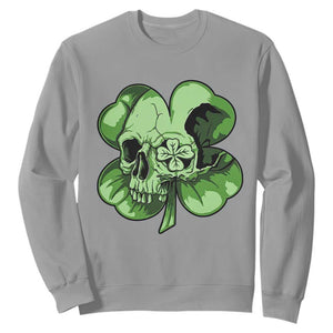 St Patricks Day Lucky Shamrock Skull Gift Sweatshirt TS12 Sport Gray Print Your Wear