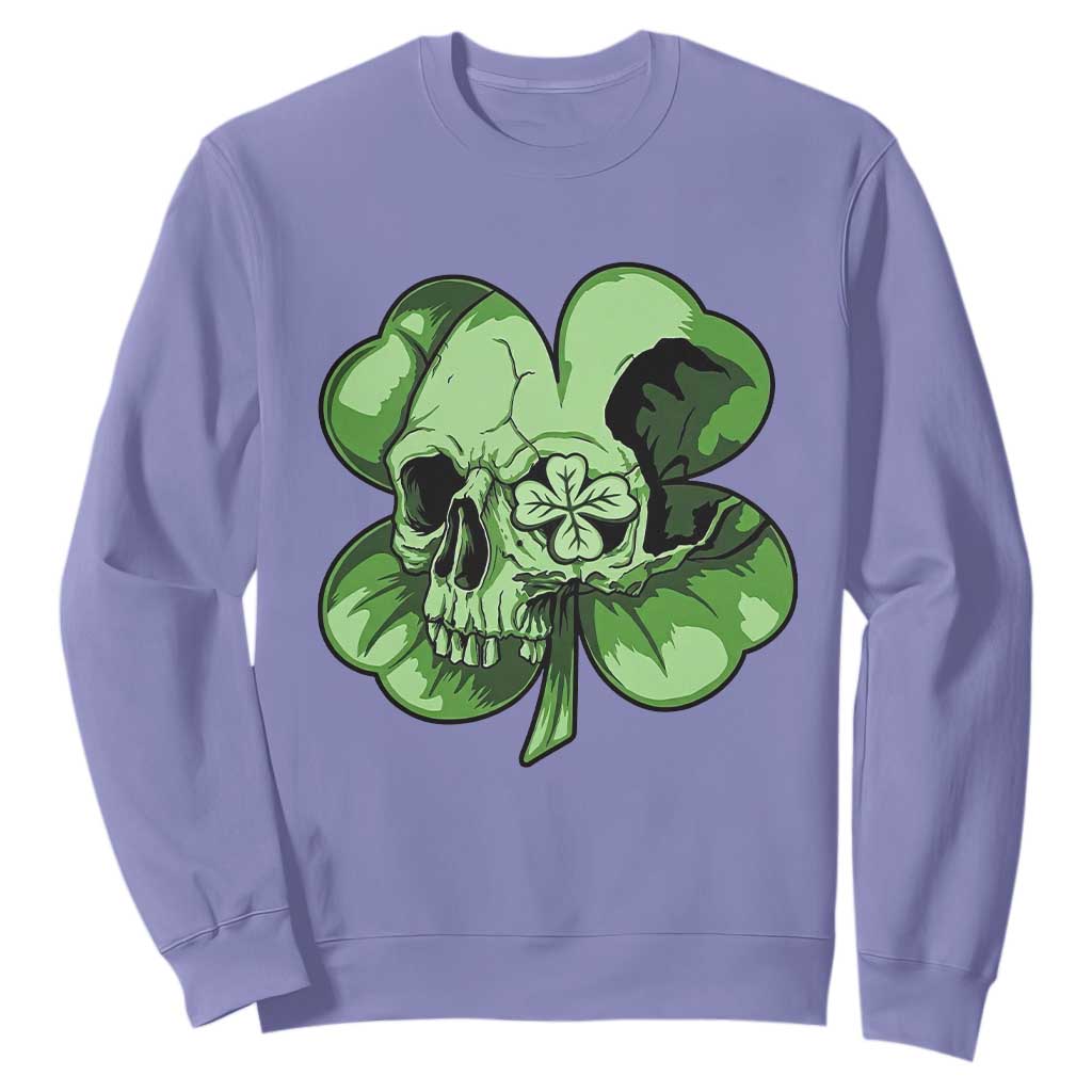 St Patricks Day Lucky Shamrock Skull Gift Sweatshirt TS12 Violet Print Your Wear